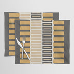 Retro Contemporary Block Stripes in Charcoal Ochre Placemat Gallery Image 1