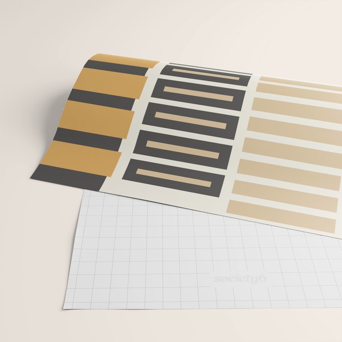 Retro Contemporary Block Stripes in Charcoal Ochre Wrapping Paper Gallery Image 2