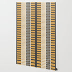 Retro Contemporary Block Stripes in Charcoal Ochre Wallpaper Gallery Image 2