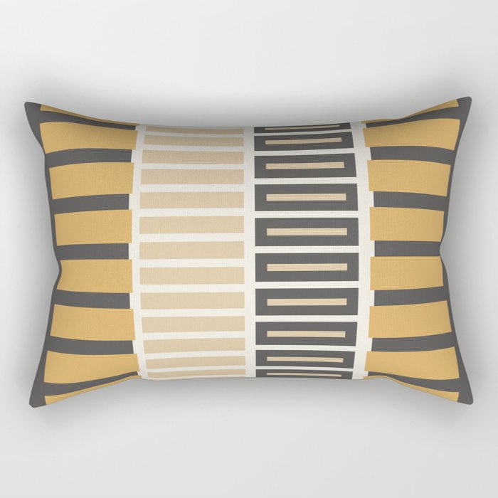 Retro Contemporary Block Stripes in Charcoal Ochre Rectangular Pillow Gallery Image 2