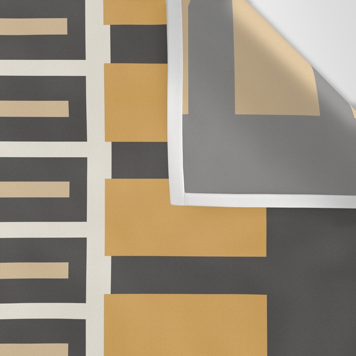 Retro Contemporary Block Stripes in Charcoal Ochre Wall Tapestry Gallery Image 3