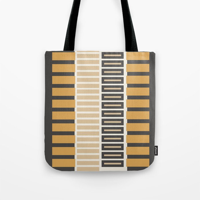 Retro Contemporary Block Stripes in Charcoal Ochre Tote Bag Gallery Image 1