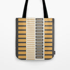Retro Contemporary Block Stripes in Charcoal Ochre Tote Bag Gallery Image 1