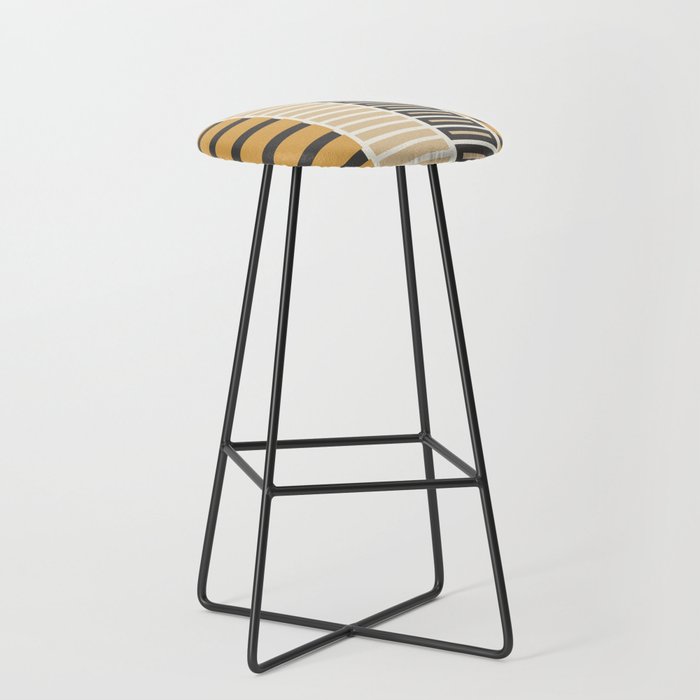 Retro Contemporary Block Stripes in Charcoal Ochre Stool Gallery Image 1