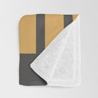 Retro Contemporary Block Stripes in Charcoal Ochre Throw Blanket Gallery Image 3