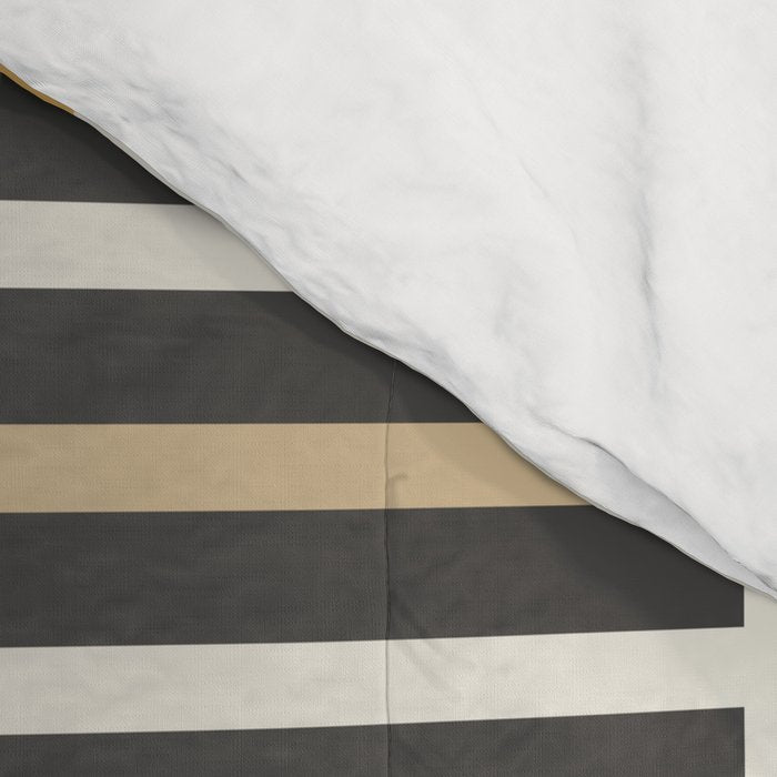 Retro Contemporary Block Stripes in Charcoal Ochre Comforter Gallery Image 4