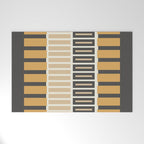 Retro Contemporary Block Stripes in Charcoal Ochre Welcome Mat Gallery Image 1