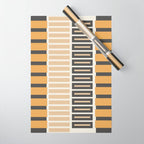 Retro Contemporary Block Stripes in Charcoal Ochre Wrapping Paper Gallery Image 1
