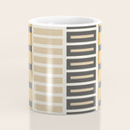 Retro Contemporary Block Stripes in Charcoal Ochre Coffee Mug Gallery Image 4