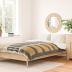 Retro Contemporary Block Stripes in Charcoal Ochre Duvet Cover Gallery Image 2