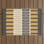 Retro Contemporary Block Stripes in Charcoal Ochre Outdoor Rug Gallery Image 1