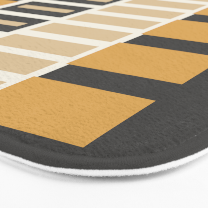 Retro Contemporary Block Stripes in Charcoal Ochre Bath Mat Gallery Image 3