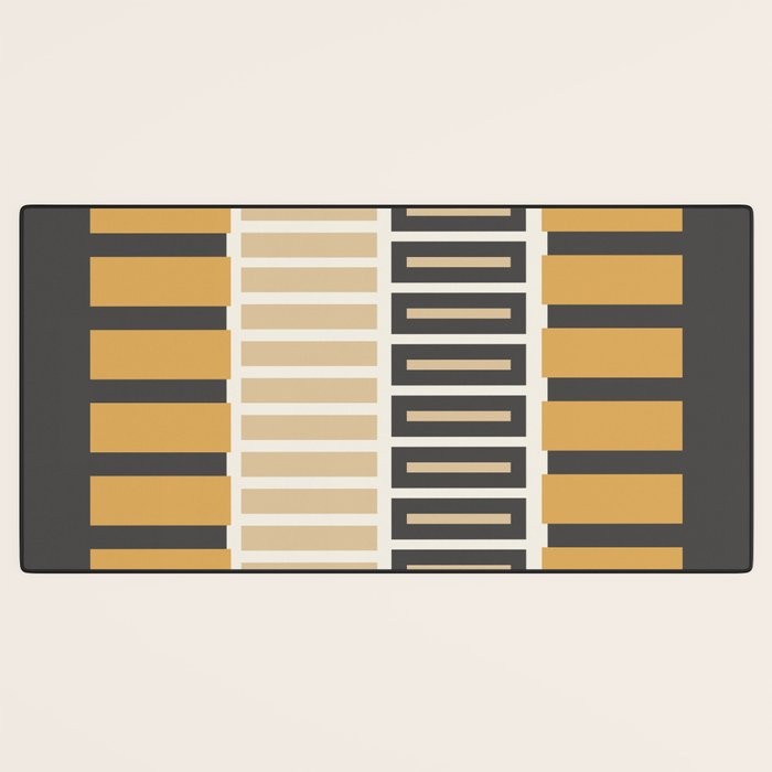 Retro Contemporary Block Stripes in Charcoal Ochre Desk Mat Gallery Image 3