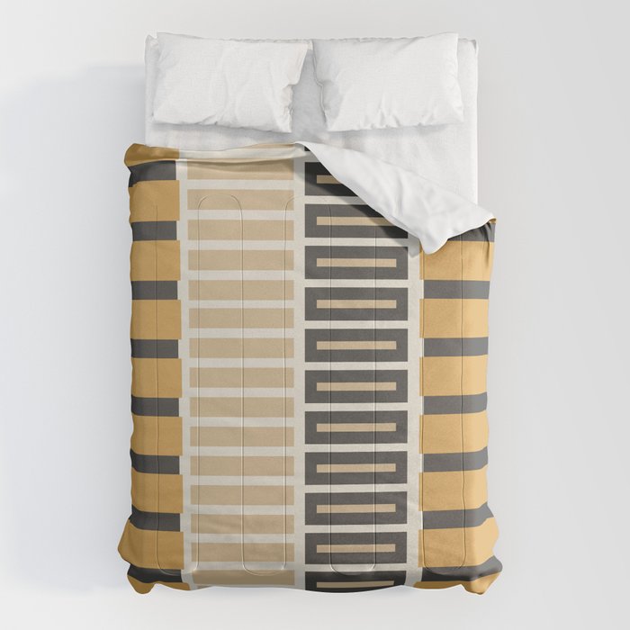 Retro Contemporary Block Stripes in Charcoal Ochre Comforter Gallery Image 6