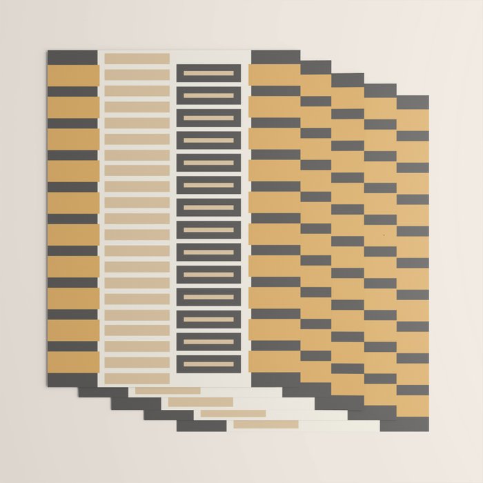 Retro Contemporary Block Stripes in Charcoal Ochre Wrapping Paper Gallery Image 3
