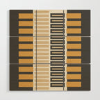 Retro Contemporary Block Stripes in Charcoal Ochre Wood Wall Art Gallery Image 1