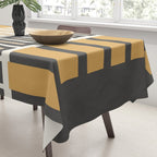 Retro Contemporary Block Stripes in Charcoal Ochre Tablecloth Gallery Image 3