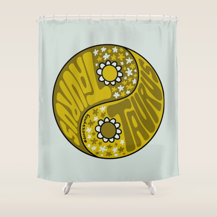 Taurus Yin Yang Shower Curtain Gallery Image 1