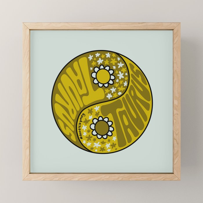 Taurus Yin Yang Mini Art Print Gallery Image 1