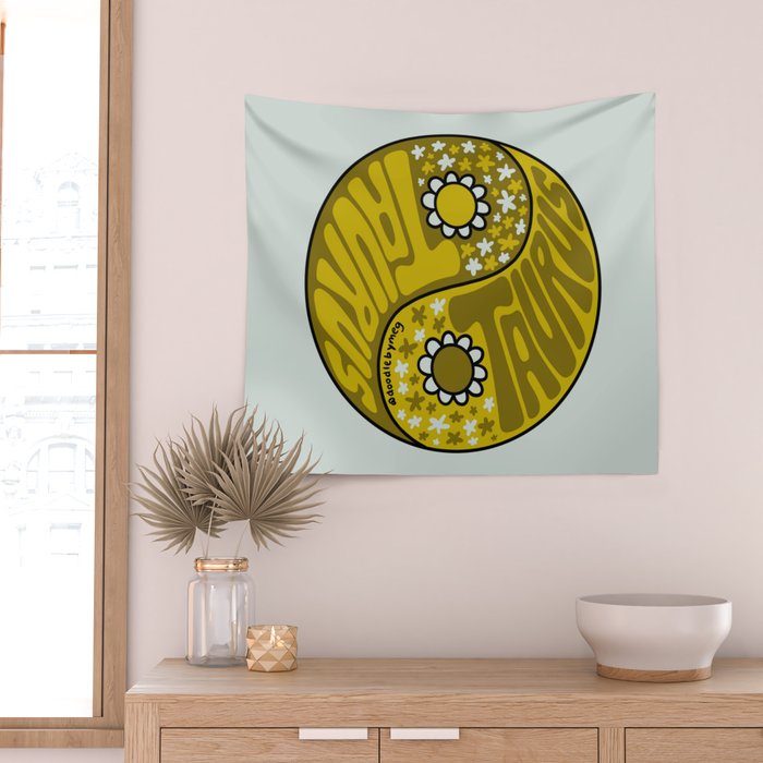 Taurus Yin Yang Wall Tapestry Gallery Image 2