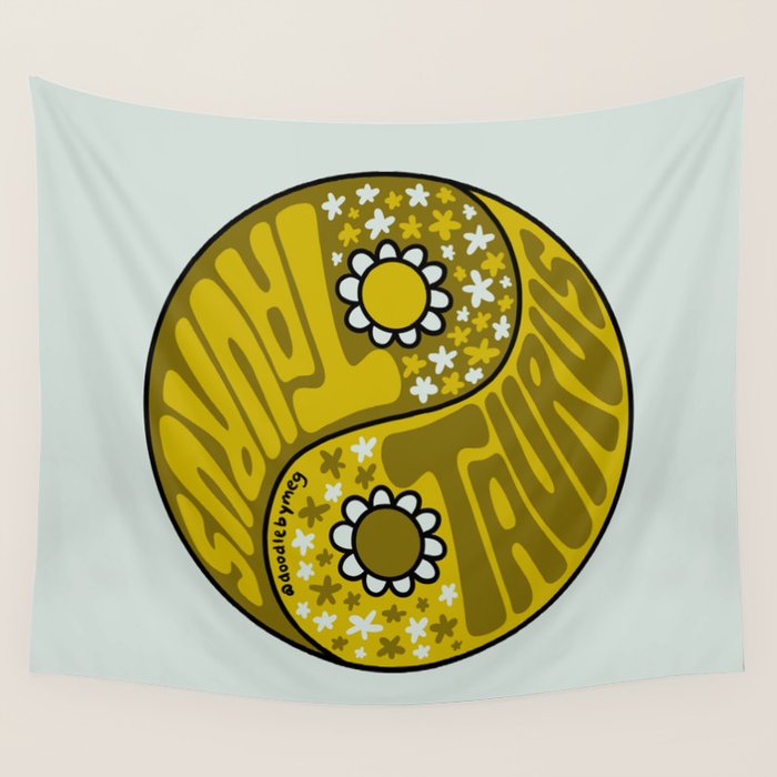 Taurus Yin Yang Wall Tapestry Gallery Image 1