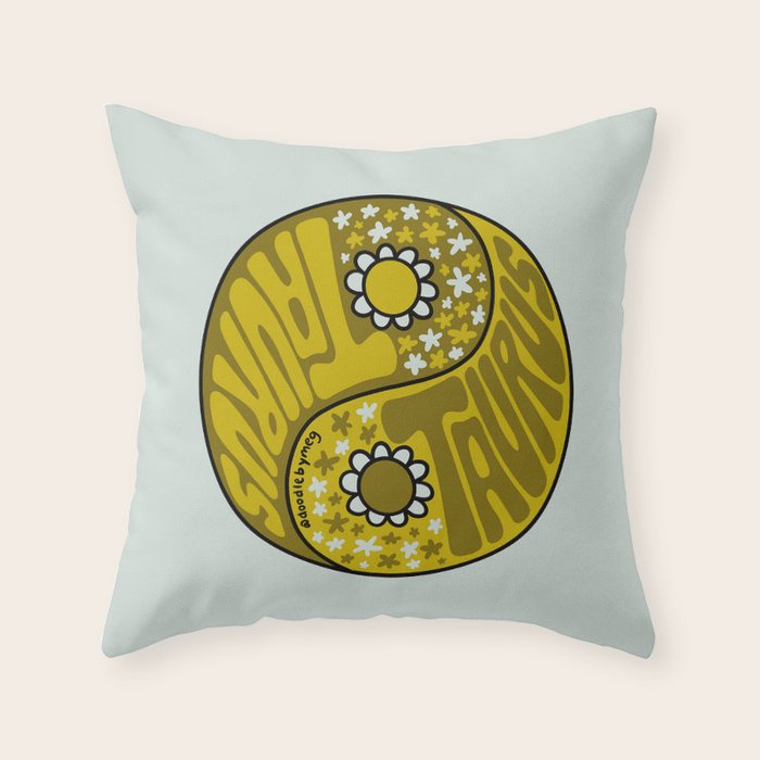 Taurus Yin Yang Throw Pillow Gallery Image 6