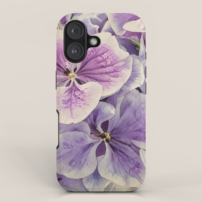 Purple hydrangea watercolor iPhone Case Gallery Image 1