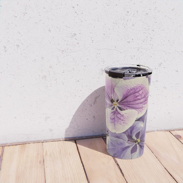 Purple hydrangea watercolor Travel Mug Gallery Image 4