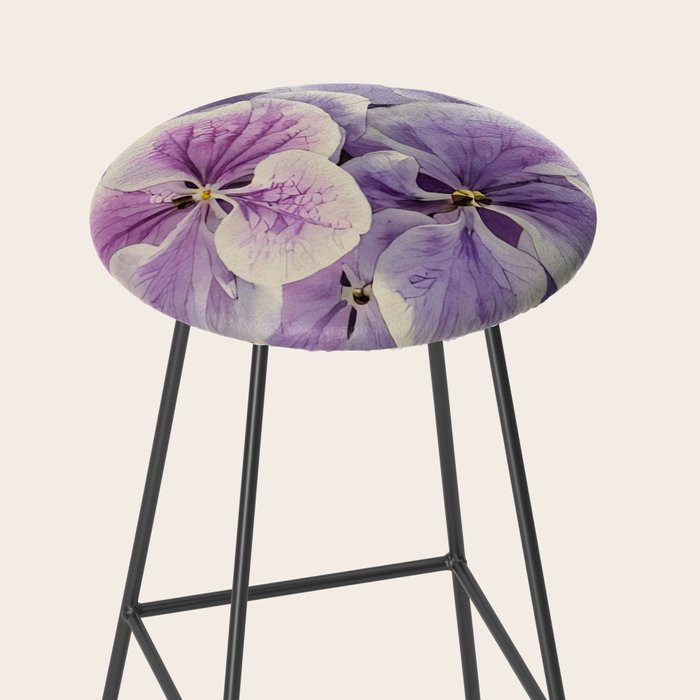 Purple hydrangea watercolor Stool Gallery Image 2