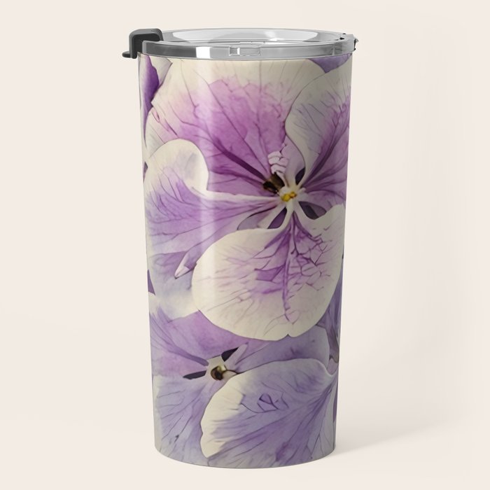 Purple hydrangea watercolor Travel Mug Gallery Image 3