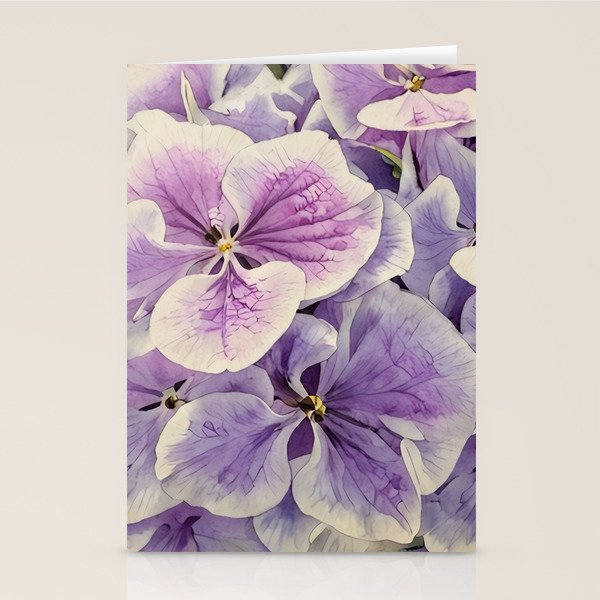 Purple hydrangea watercolor Stationery Card Gallery Image 1