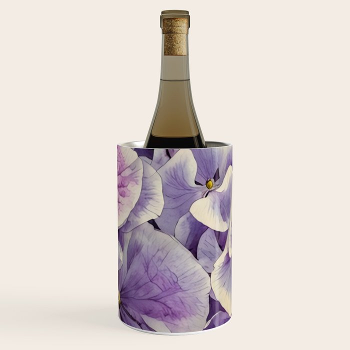 Purple hydrangea watercolor Wine Chiller Gallery Image 3