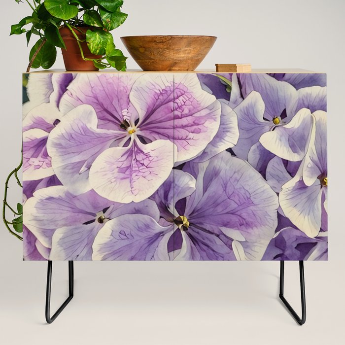 Purple hydrangea watercolor Credenza Gallery Image 2