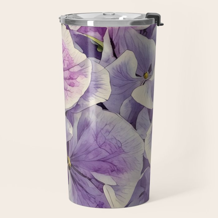 Purple hydrangea watercolor Travel Mug Gallery Image 2