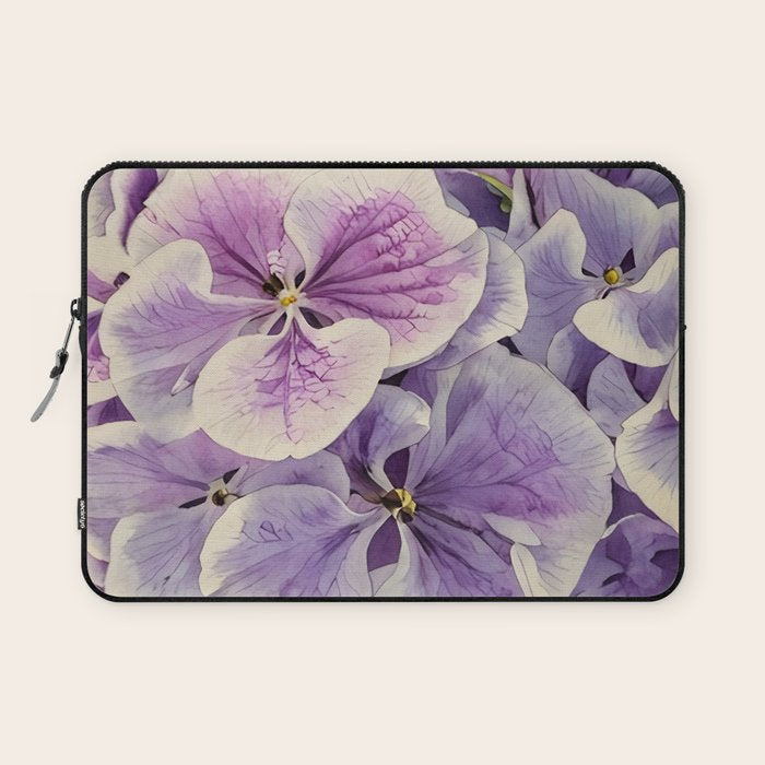 Purple hydrangea watercolor Laptop Sleeve Gallery Image 1