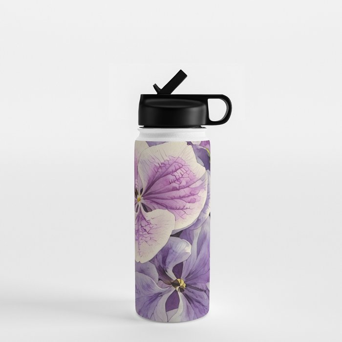 Purple hydrangea watercolor Water Bottle Gallery Image 1