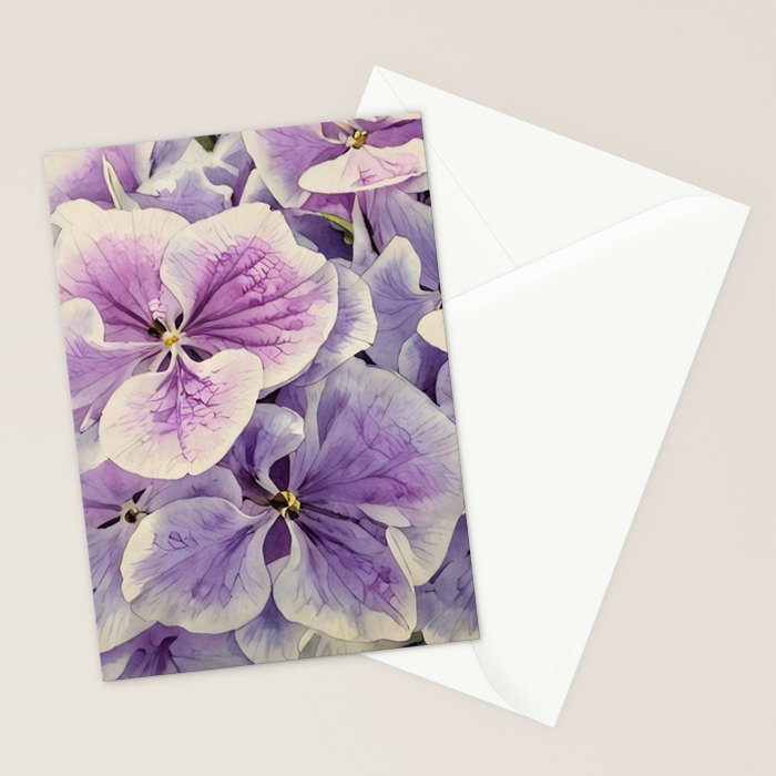 Purple hydrangea watercolor Stationery Card Gallery Image 2