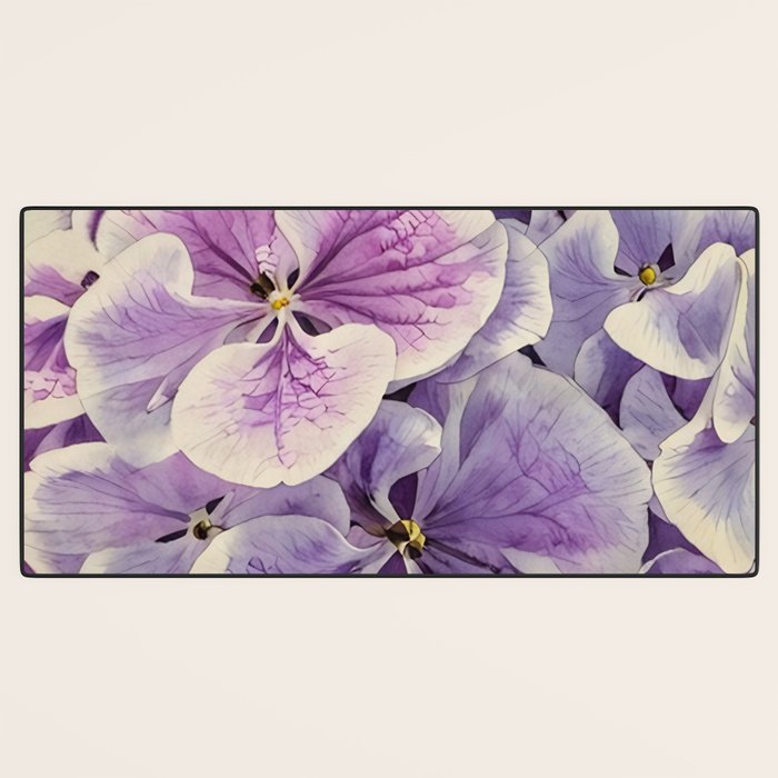 Purple hydrangea watercolor Desk Mat Gallery Image 3