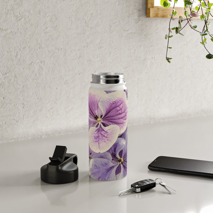 Purple hydrangea watercolor Water Bottle Gallery Image 4