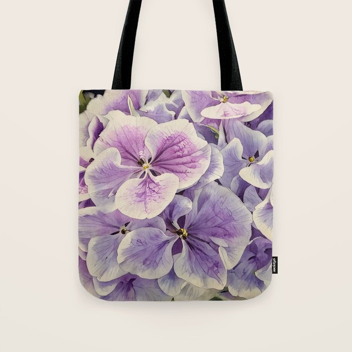 Purple hydrangea watercolor Tote Bag Gallery Image 1