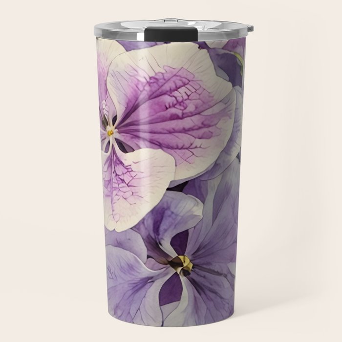 Purple hydrangea watercolor Travel Mug Gallery Image 1