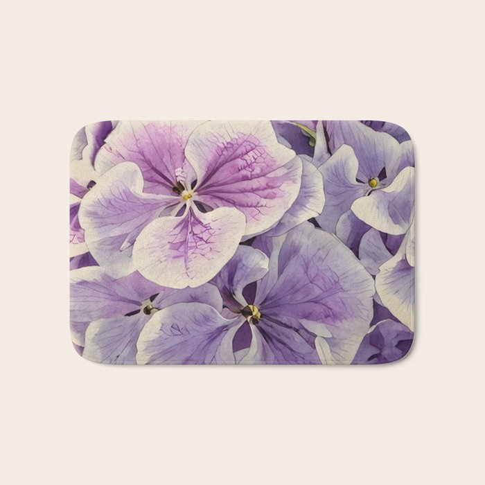 Purple hydrangea watercolor Bath Mat Gallery Image 1