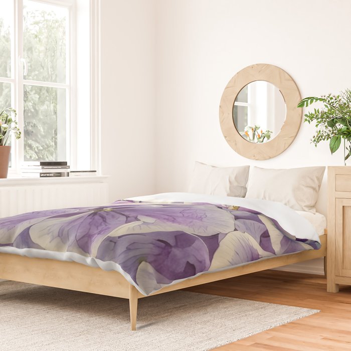 Purple hydrangea watercolor Duvet Cover Gallery Image 2