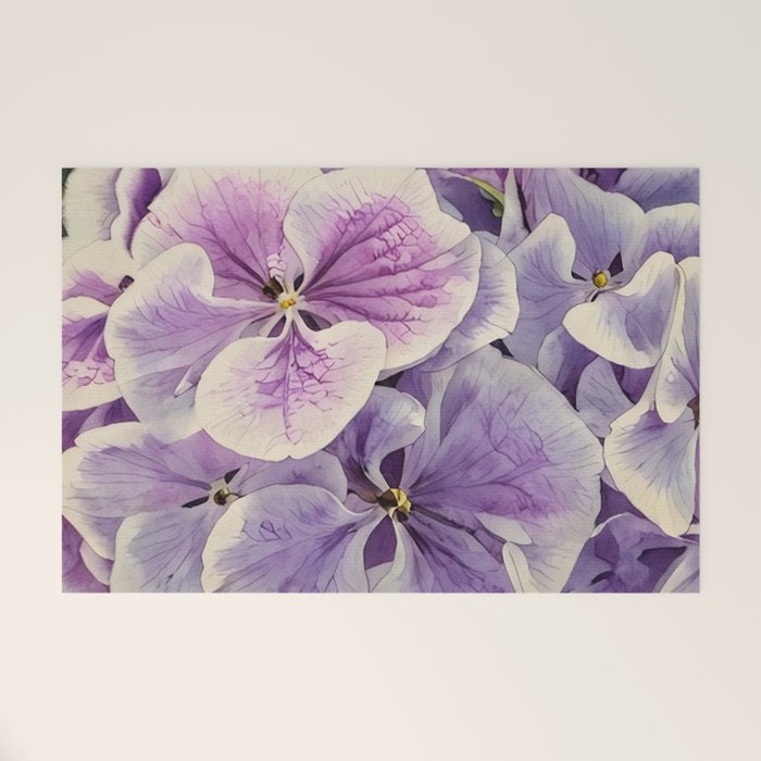 Purple hydrangea watercolor Welcome Mat Gallery Image 1