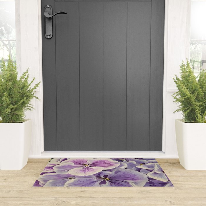 Purple hydrangea watercolor Welcome Mat Gallery Image 3