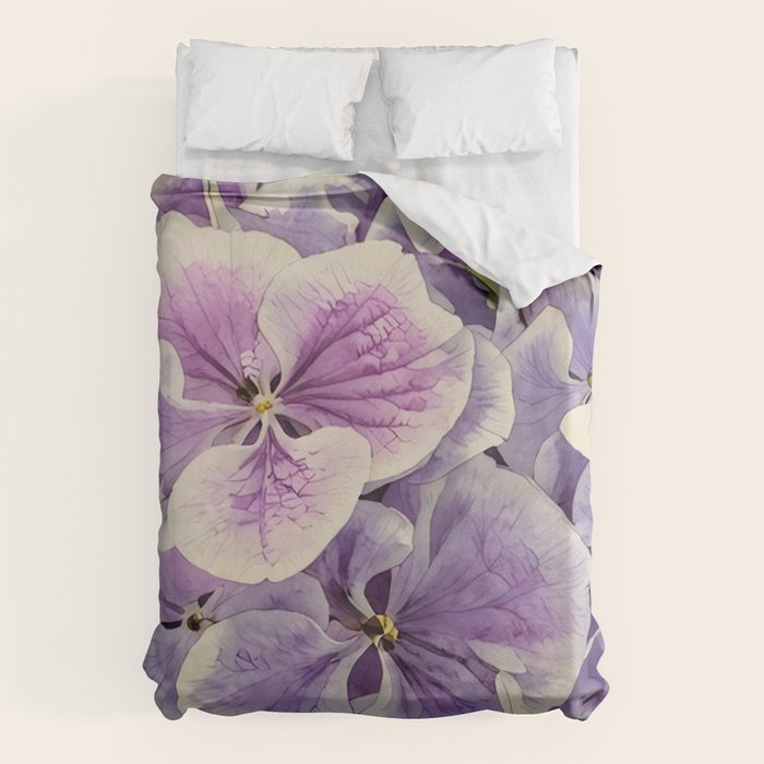 Purple hydrangea watercolor Duvet Cover Gallery Image 6