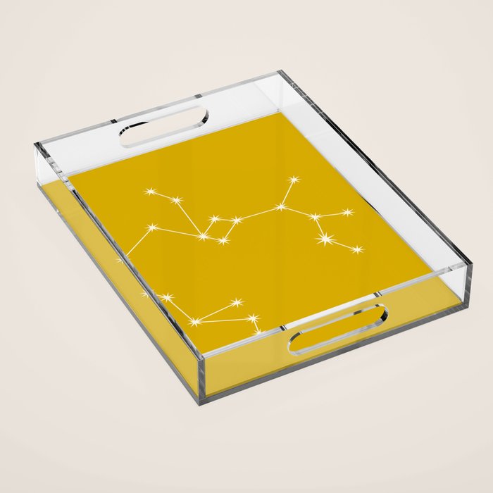 Sagittarius Zodiac Star Constellation Line Art Golden Yellow Acrylic Tray Gallery Image 1