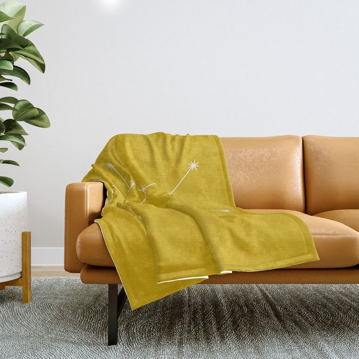 Sagittarius Zodiac Star Constellation Line Art Golden Yellow Throw Blanket Gallery Image 1