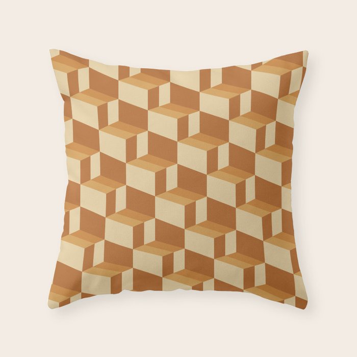 Cuboid Geometric Abstract Shapes Pattern XIII Throw Pillow Gallery Image 1