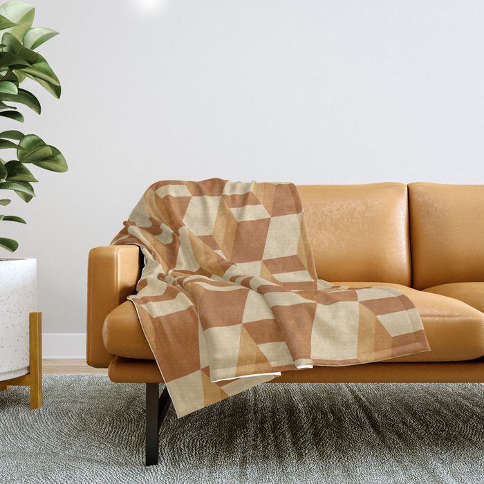 Cuboid Geometric Abstract Shapes Pattern XIII Throw Blanket Gallery Image 1